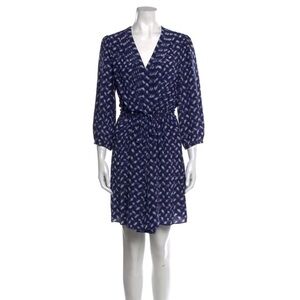 Rebecca Taylor 100% Silk V-Neck Pleated Waist Tie Boho Dress, Size 10